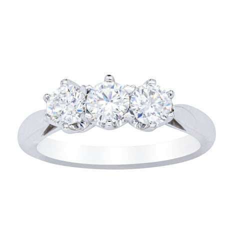18ct White Gold 1.01ct Diamond Trilogy Ring-Ring-Walker & Hall