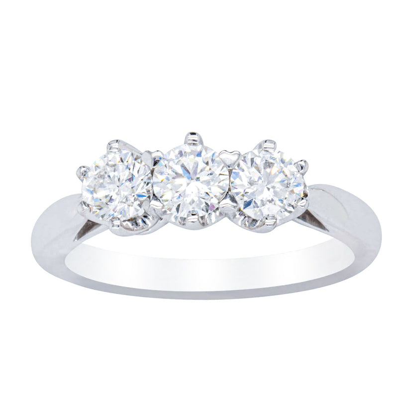 18ct White Gold 1.01ct Diamond Trilogy Ring-Ring-Walker & Hall