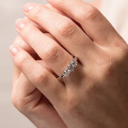 18ct White Gold 1.01ct Diamond Trilogy Ring-Ring-Walker & Hall