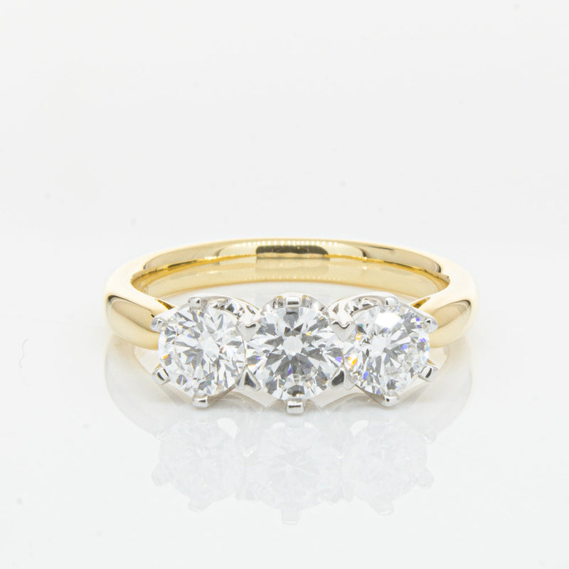 18ct Yellow Gold 1.21ct Diamond Trilogy Ring-Ring-Walker & Hall