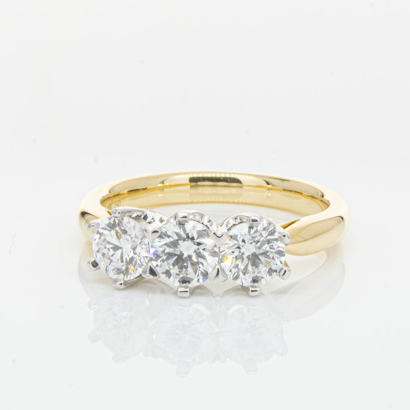 18ct Yellow Gold 1.21ct Diamond Trilogy Ring-Ring-Walker & Hall