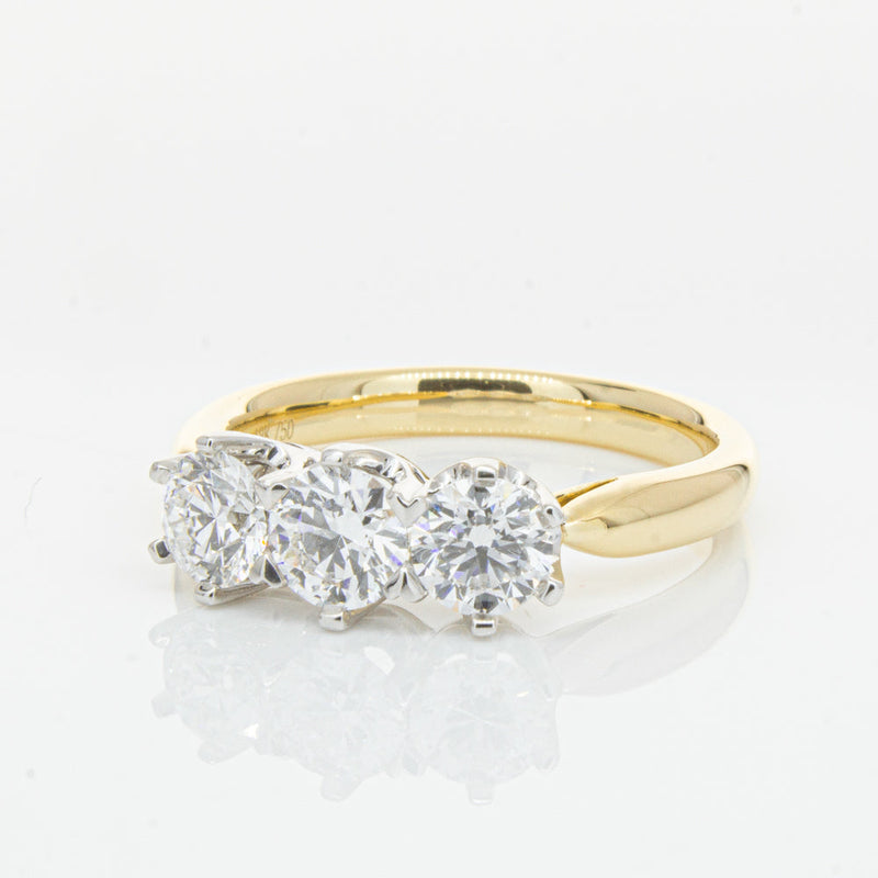 18ct Yellow Gold 1.21ct Diamond Trilogy Ring-Ring-Walker & Hall