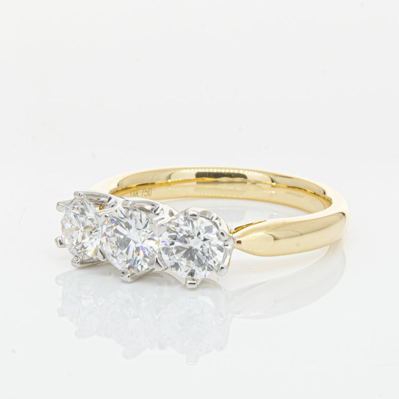 18ct Yellow Gold 1.21ct Diamond Trilogy Ring-Ring-Walker & Hall