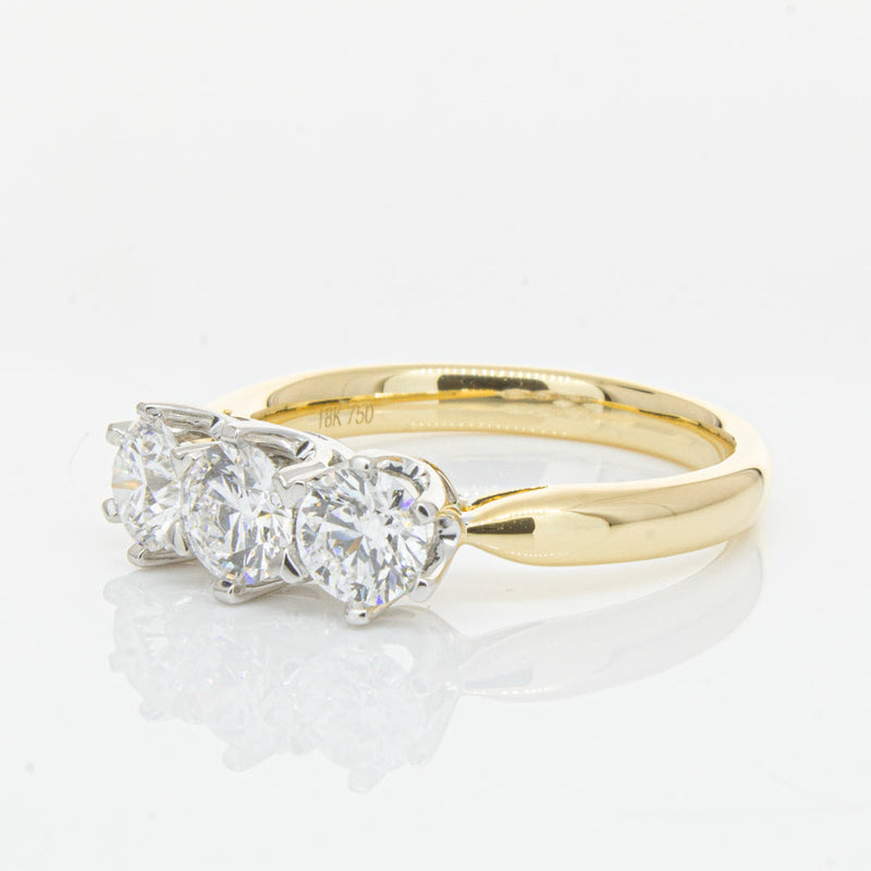 18ct Yellow Gold 1.21ct Diamond Trilogy Ring-Ring-Walker & Hall
