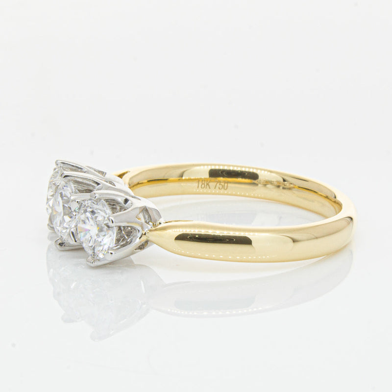 18ct Yellow Gold 1.21ct Diamond Trilogy Ring-Ring-Walker & Hall