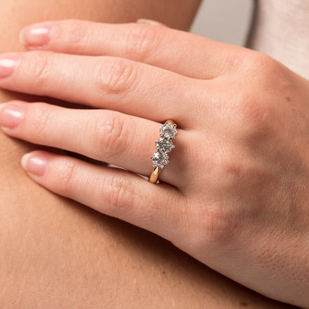 18ct Yellow Gold 1.21ct Diamond Trilogy Ring-Ring-Walker & Hall