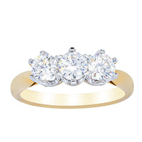 18ct Yellow Gold 1.21ct Diamond Trilogy Ring-Ring-Walker & Hall