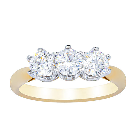 18ct Yellow Gold 1.21ct Diamond Trilogy Ring-Ring-Walker & Hall