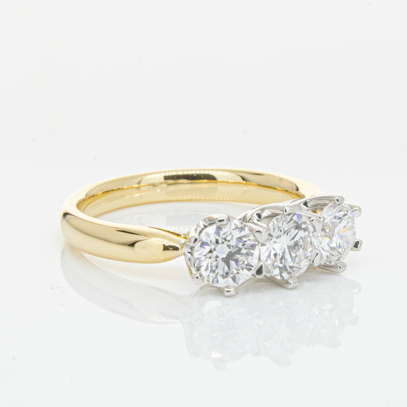 18ct Yellow Gold 1.21ct Diamond Trilogy Ring-Ring-Walker & Hall