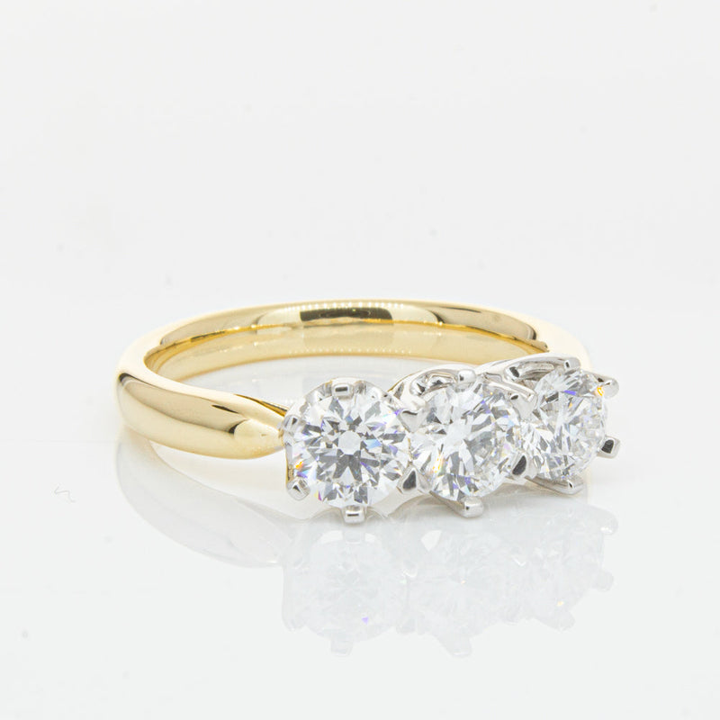 18ct Yellow Gold 1.21ct Diamond Trilogy Ring-Ring-Walker & Hall
