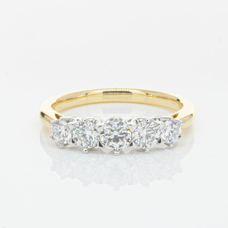 18ct Yellow Gold .80ct Diamond Pentagon Ring-Ring-Walker & Hall