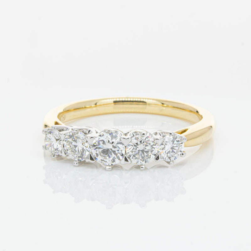 18ct Yellow Gold .80ct Diamond Pentagon Ring-Ring-Walker & Hall