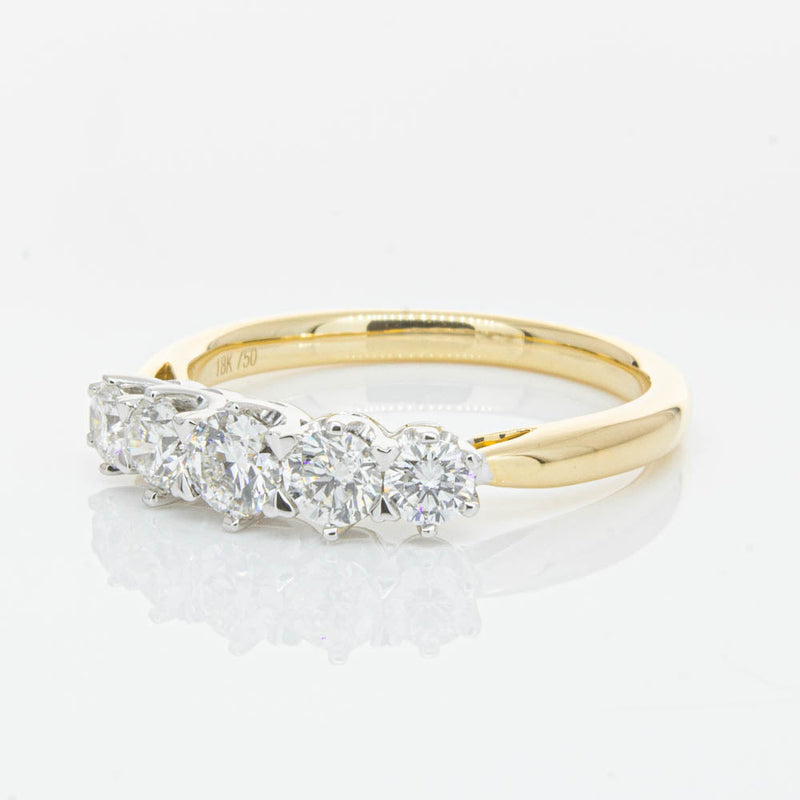 18ct Yellow Gold .80ct Diamond Pentagon Ring-Ring-Walker & Hall