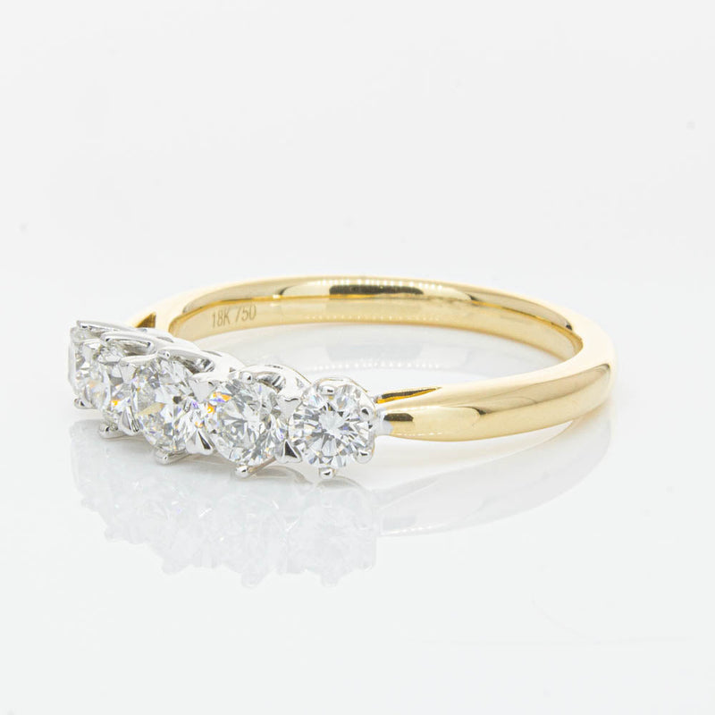 18ct Yellow Gold .80ct Diamond Pentagon Ring-Ring-Walker & Hall