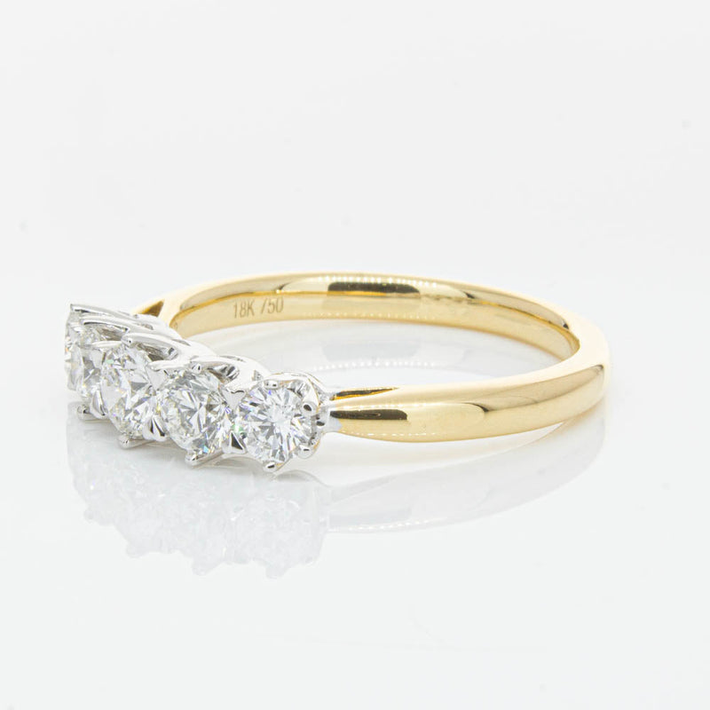 18ct Yellow Gold .80ct Diamond Pentagon Ring-Ring-Walker & Hall