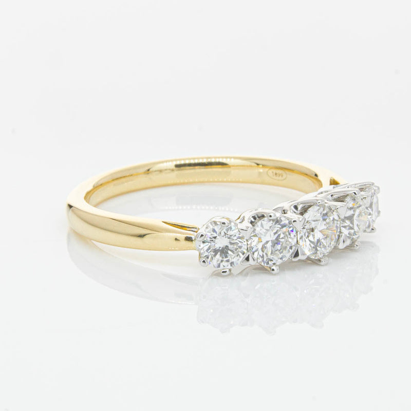 18ct Yellow Gold .80ct Diamond Pentagon Ring-Ring-Walker & Hall