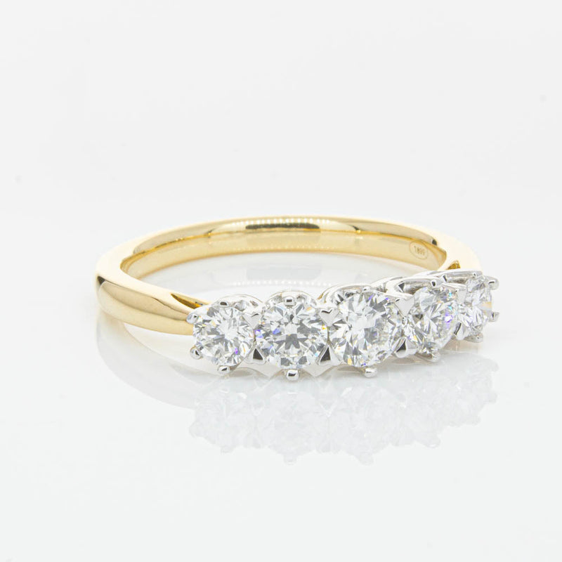 18ct Yellow Gold .80ct Diamond Pentagon Ring-Ring-Walker & Hall