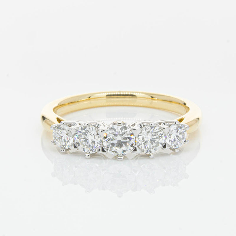 18ct Yellow Gold .80ct Diamond Pentagon Ring-Ring-Walker & Hall