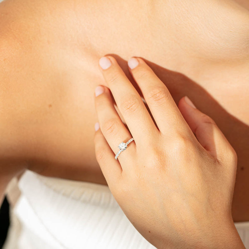 18ct White Gold .70ct Diamond Comet Ring-Ring-Walker & Hall