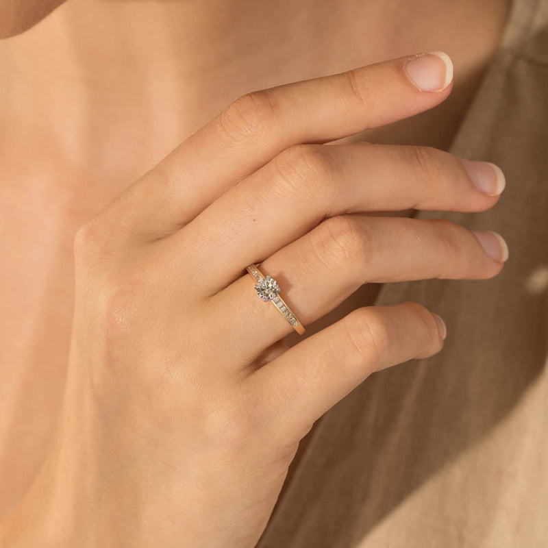 18ct Yellow Gold .50ct Diamond Riviera Ring-Ring-Walker & Hall