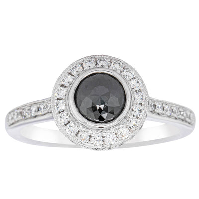 Platinum Black Diamond Ring-Ring-Walker & Hall