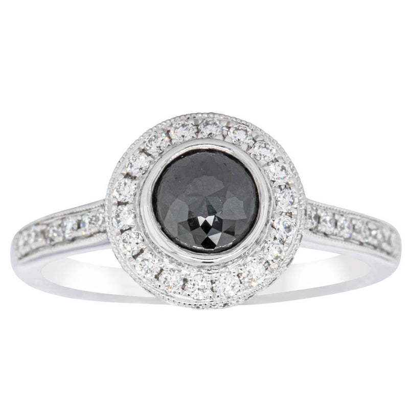Platinum Black Diamond Ring-Ring-Walker & Hall