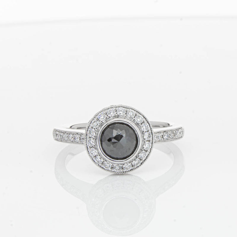 Platinum Black Diamond Ring-Ring-Walker & Hall