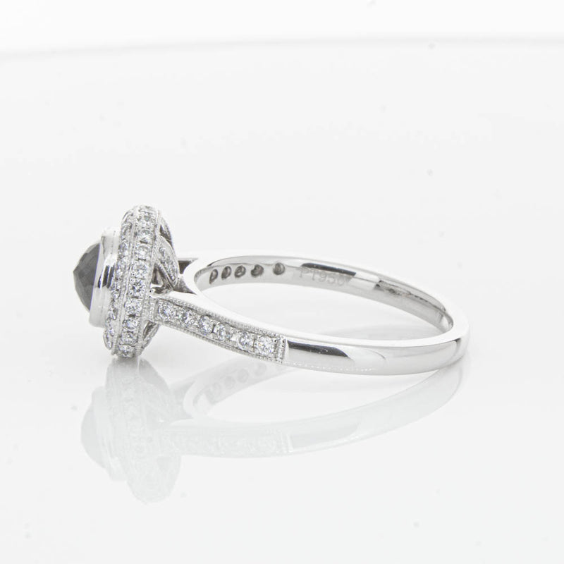 Platinum Black Diamond Ring-Ring-Walker & Hall