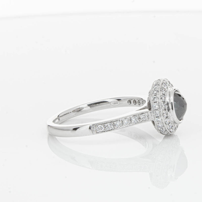 Platinum Black Diamond Ring-Ring-Walker & Hall