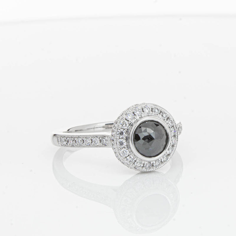 Platinum Black Diamond Ring-Ring-Walker & Hall