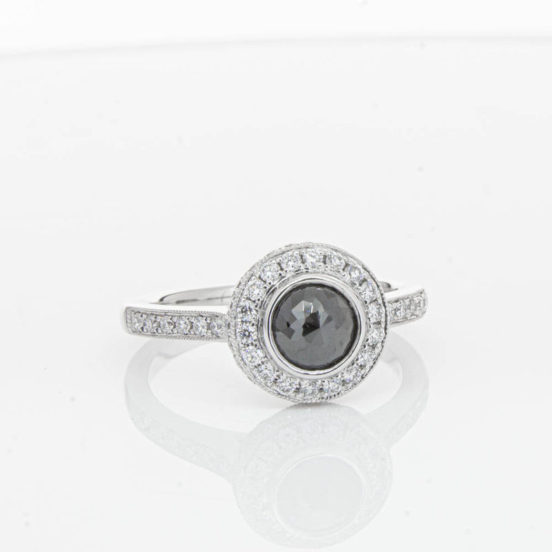 Platinum Black Diamond Ring-Ring-Walker & Hall
