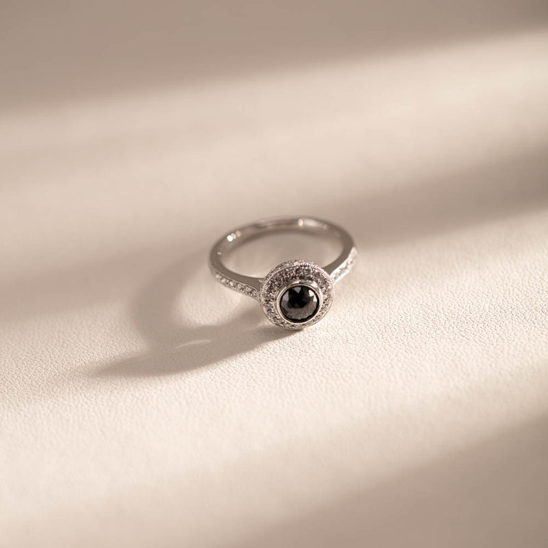 Platinum Black Diamond Ring-Ring-Walker & Hall