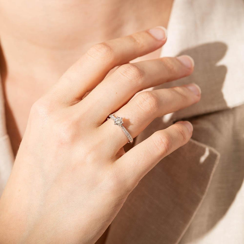 18ct White Gold .40ct Diamond Zenith Ring-Ring-Walker & Hall