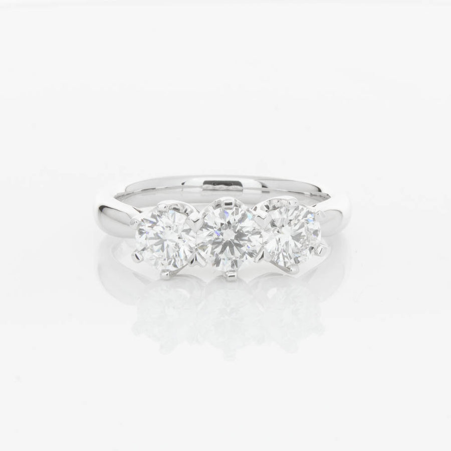 18ct White Gold 1.24ct Diamond Trilogy Ring-Ring-Walker & Hall