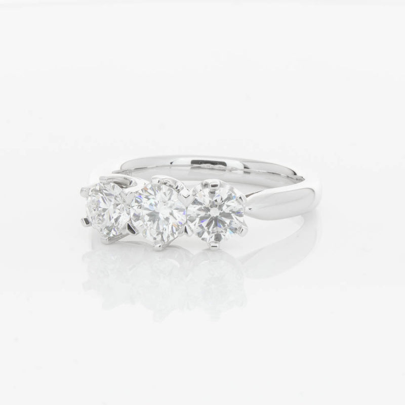 18ct White Gold 1.24ct Diamond Trilogy Ring-Ring-Walker & Hall