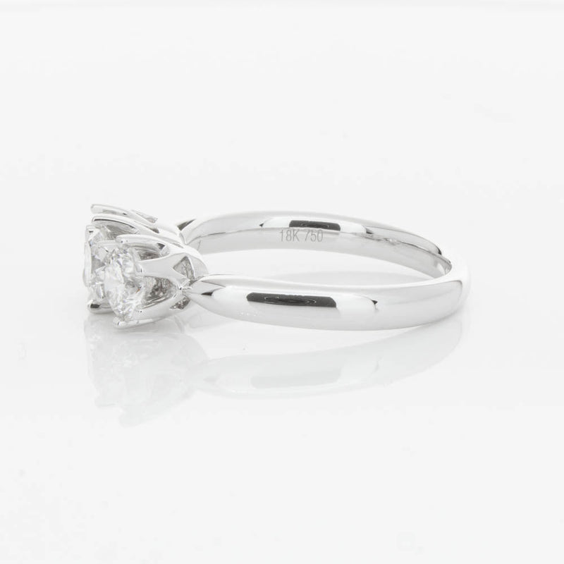 18ct White Gold 1.24ct Diamond Trilogy Ring-Ring-Walker & Hall