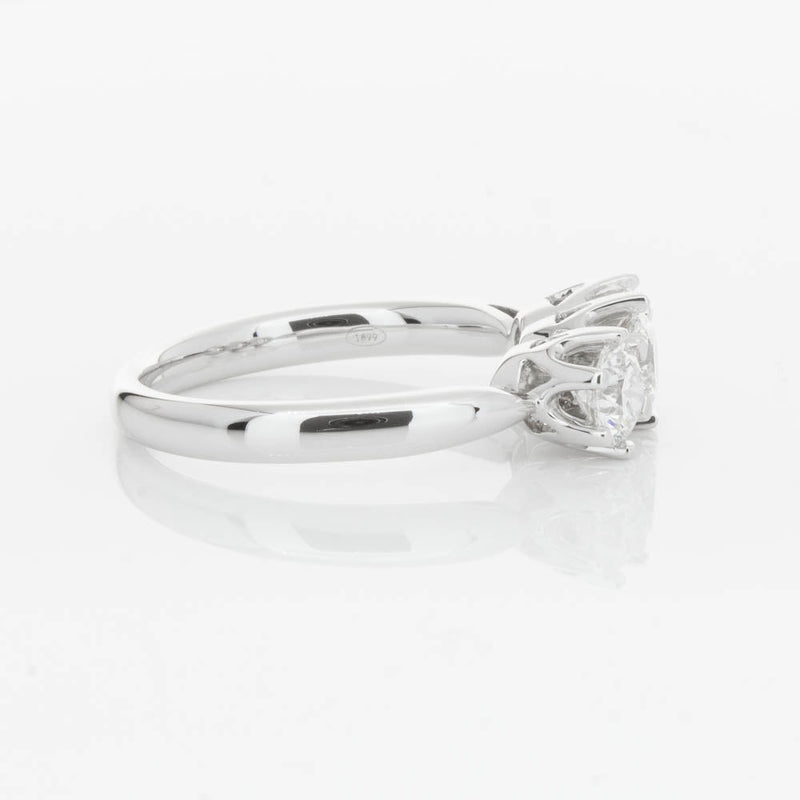 18ct White Gold 1.24ct Diamond Trilogy Ring-Ring-Walker & Hall
