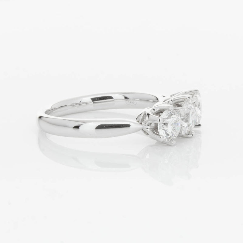 18ct White Gold 1.24ct Diamond Trilogy Ring-Ring-Walker & Hall
