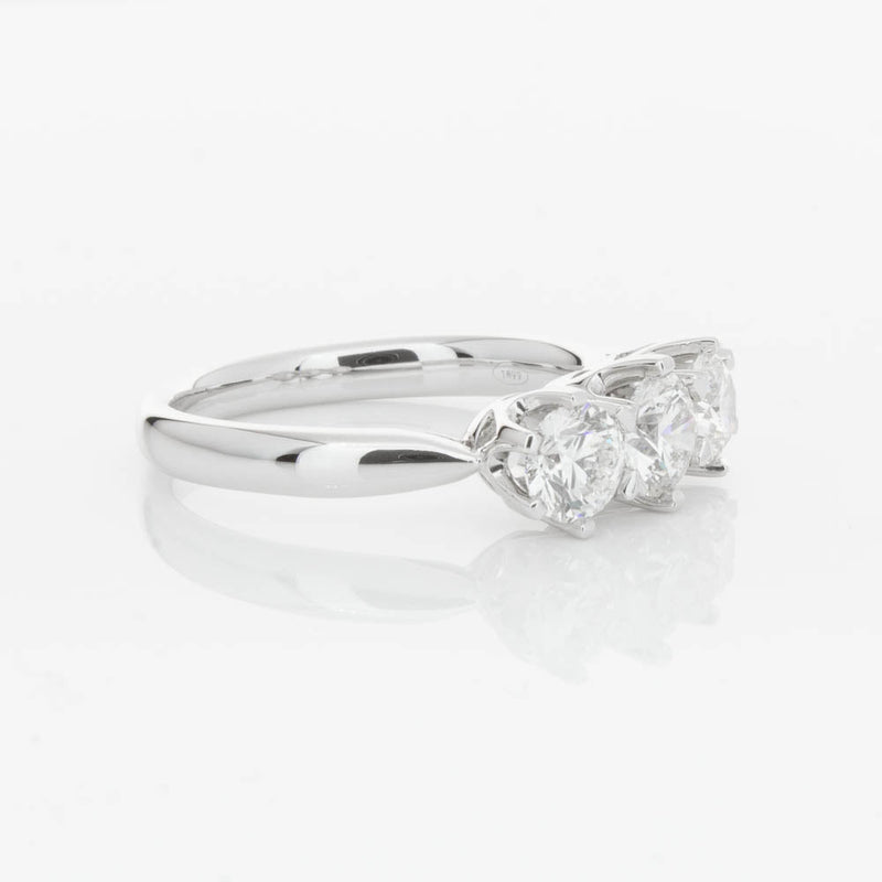 18ct White Gold 1.24ct Diamond Trilogy Ring-Ring-Walker & Hall