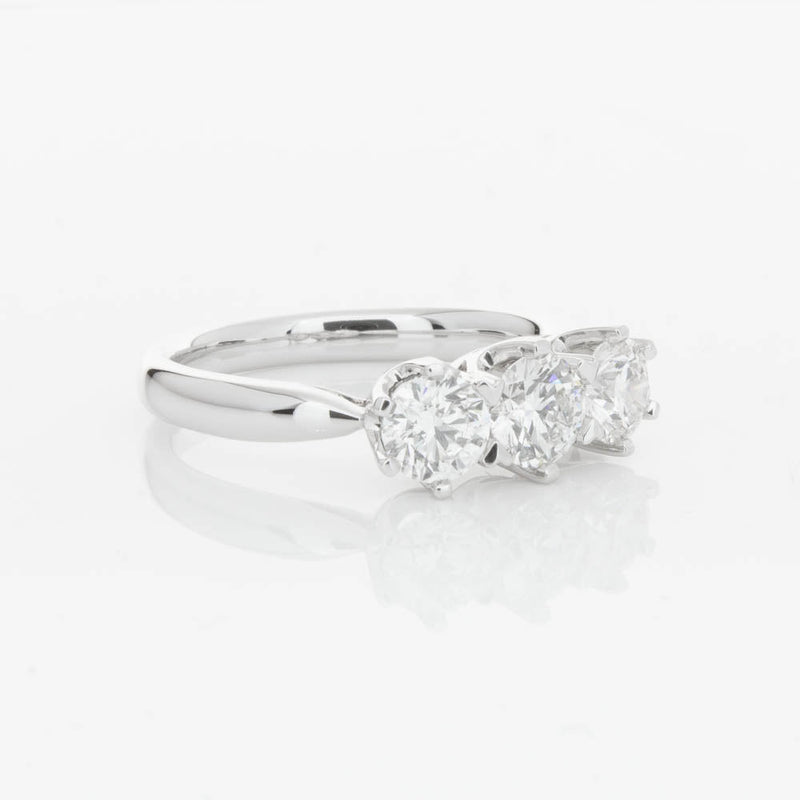 18ct White Gold 1.24ct Diamond Trilogy Ring-Ring-Walker & Hall