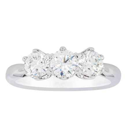 18ct White Gold 1.30ct Diamond Trilogy Ring-Ring-Walker & Hall