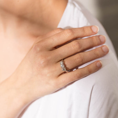 18ct White Gold 1.30ct Diamond Trilogy Ring-Ring-Walker & Hall