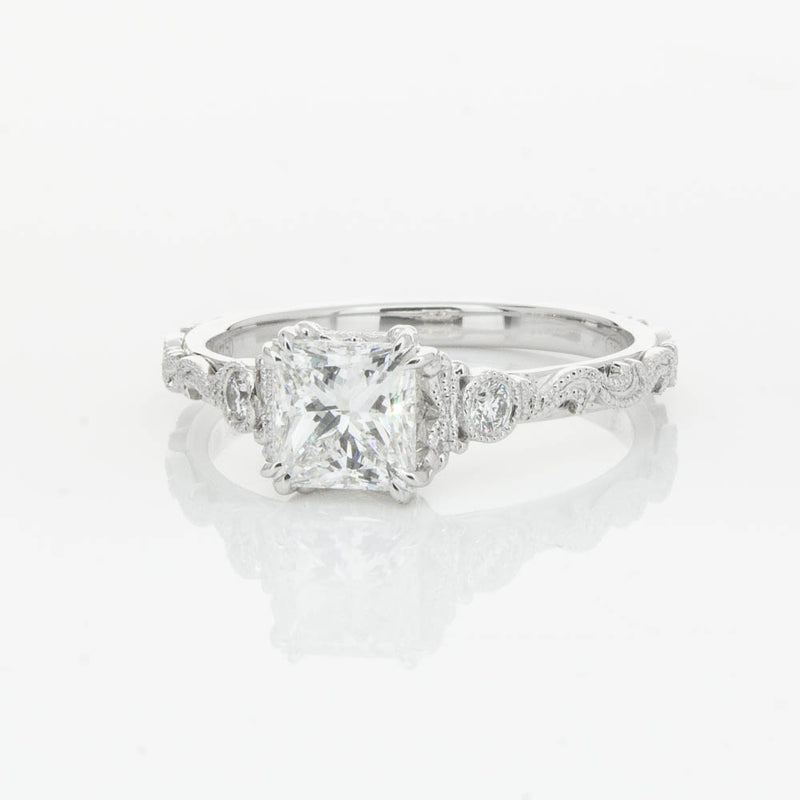 18ct White Gold Princess Cut Diamond Romanov Ring-Ring-Walker & Hall