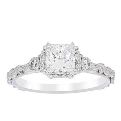 18ct White Gold Princess Cut Diamond Romanov Ring-Ring-Walker & Hall