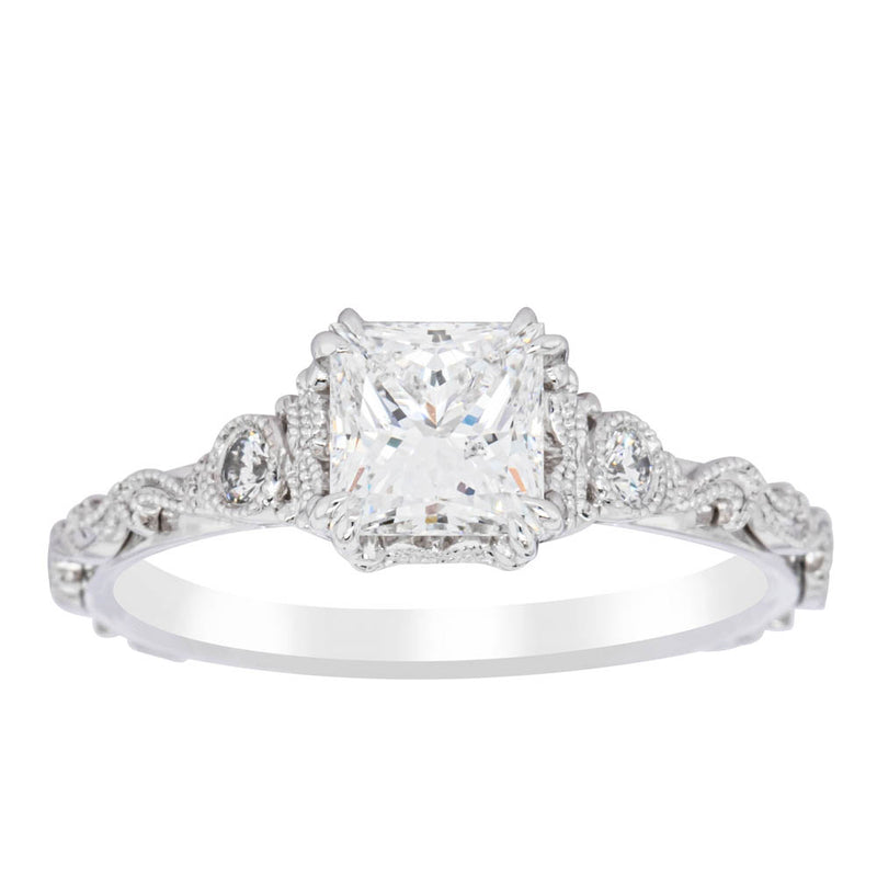 18ct White Gold Princess Cut Diamond Romanov Ring-Ring-Walker & Hall