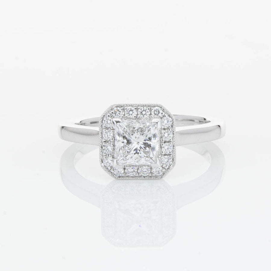 18ct White Gold Princess Cut Diamond Ring-Ring-Walker & Hall