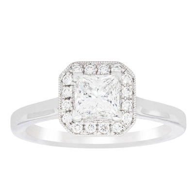 18ct White Gold Princess Cut Diamond Ring-Ring-Walker & Hall