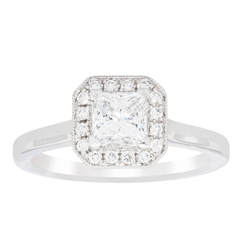 18ct White Gold Princess Cut Diamond Ring-Ring-Walker & Hall