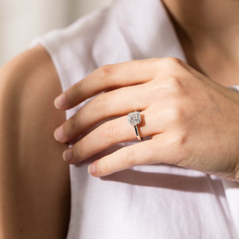 18ct White Gold Princess Cut Diamond Ring-Ring-Walker & Hall