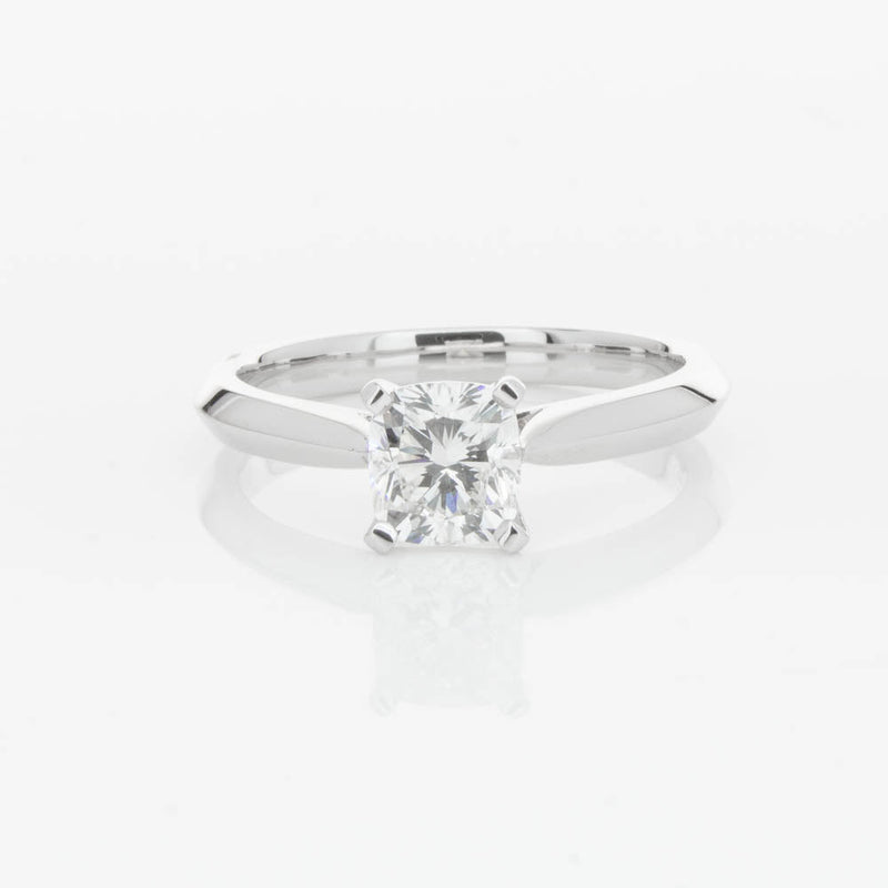 18ct White Gold 1.03ct Cushion Cut Diamond Venetian Ring-Ring-Walker & Hall